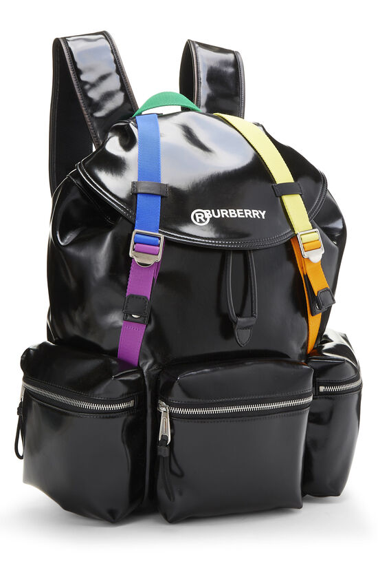 Black Coated Canvas Rainbow Backpack, , large image number 1