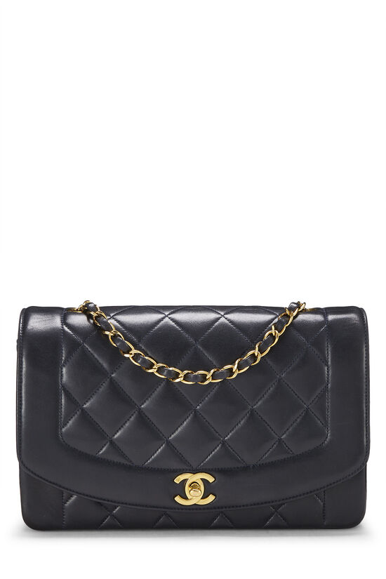 Chanel Vintage small Diana bag black lambskin gold
