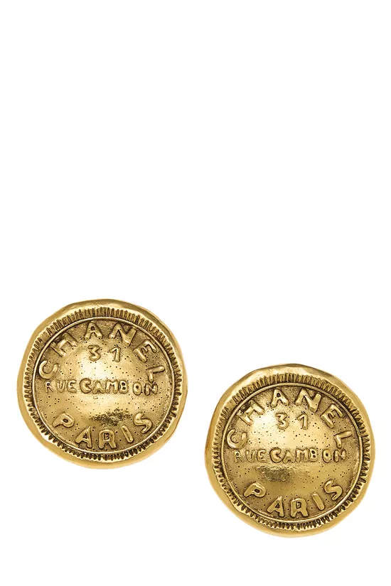 Gold Rue Cambon Engraved Earrings, , large image number 0