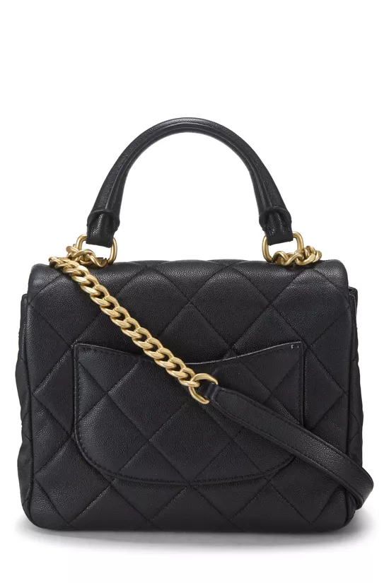 Black Caviar Leather Top Handle Flap Bag Mini, , large image number 3