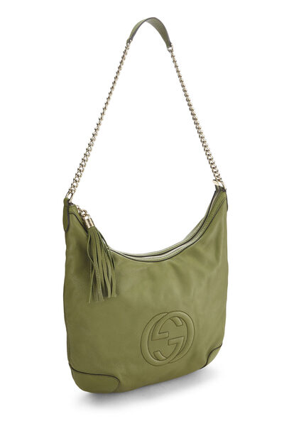 Green Leather Soho Chain Hobo Large, , large