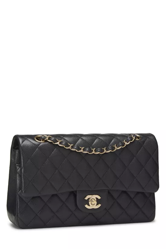 Navy Quilted Caviar Classic Double Flap Medium, , large image number 1