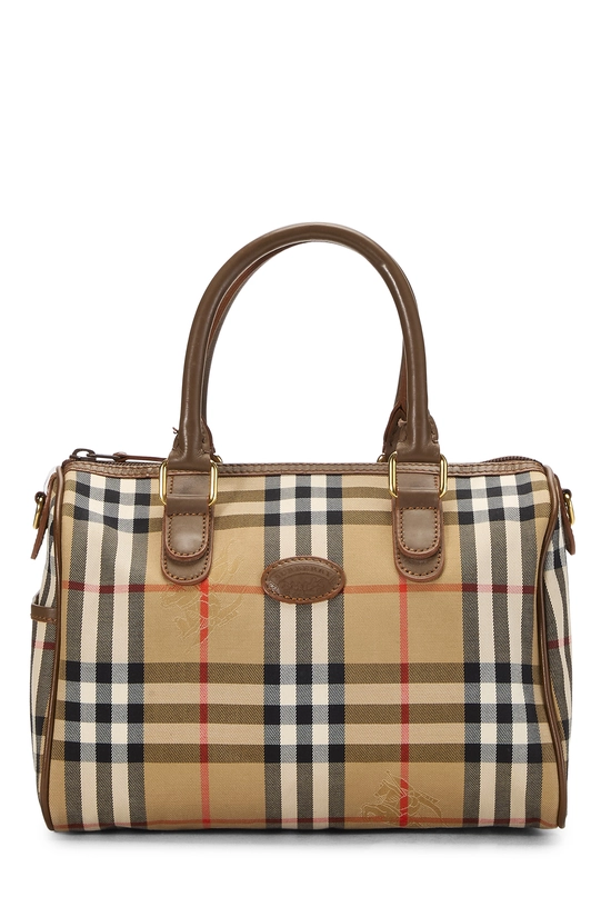 Brown Haymarket Check Canvas Boston Bag, , large image number 0