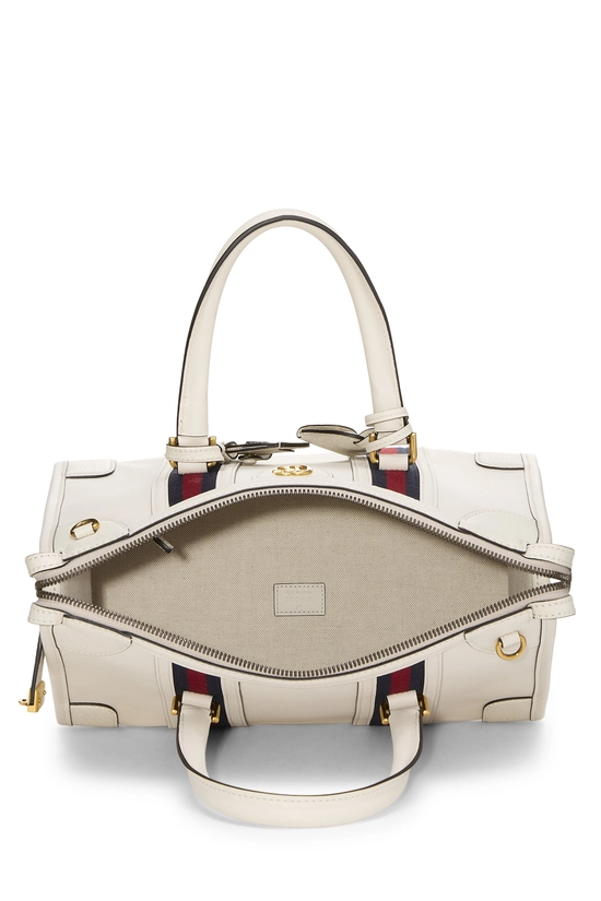 White Leather Ophidia Top Handle Bag, , large image number 5