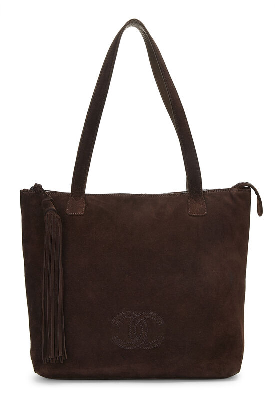 Brown Suede 'CC' Tote, , large image number 1