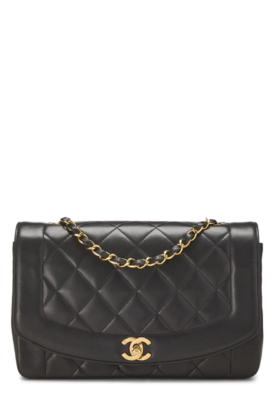 Black Quilted Lambskin Diana Flap Medium