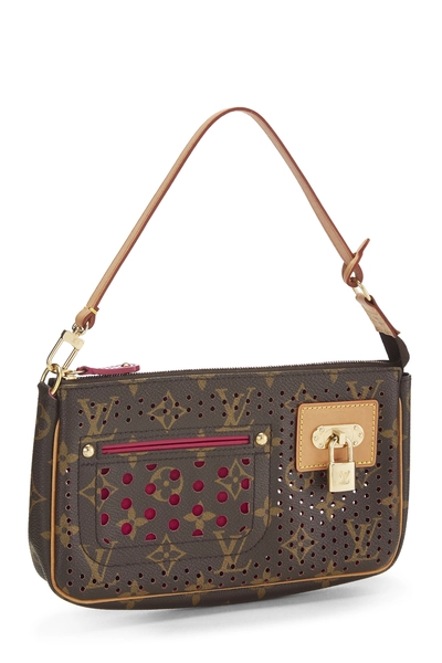 Pink Monogram Perforated Pochette Accessoires, , large