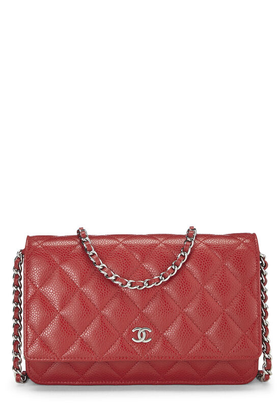 Red Quilted Lambskin Classic Wallet On Chain (WOC), , large image number 1