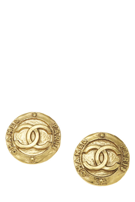 Gold Paris 'CC' Round Earrings, , large image number 0