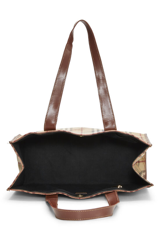 Brown Haymarket Check Coated Canvas Tote Large, , large image number 5