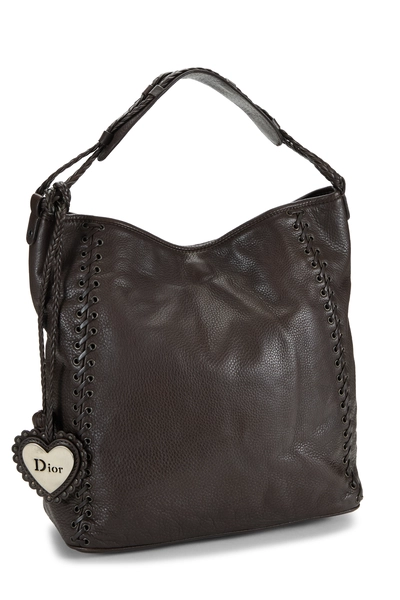 Brown Leather Ethnic Hobo Bag, , large