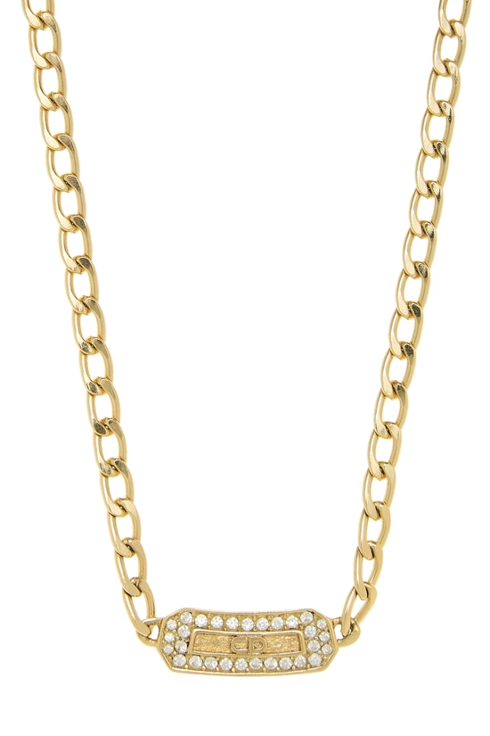 Gold Crystal 'CD' Necklace, , large image number 1