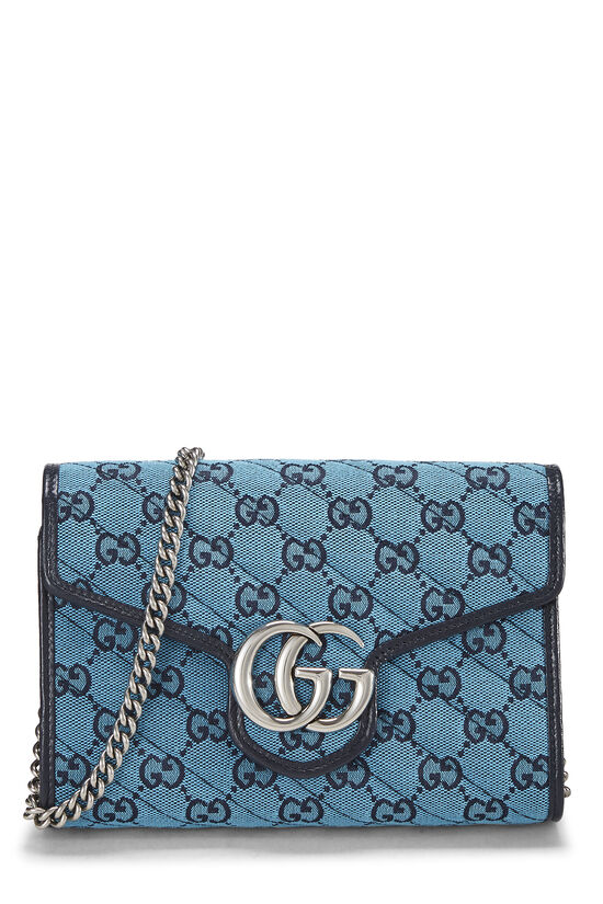 Blue Canvas GG Marmont Shoulder Bag Mini, , large image number 0