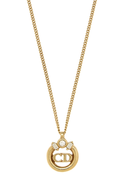 Gold Crystal 'CD' Necklace, , large