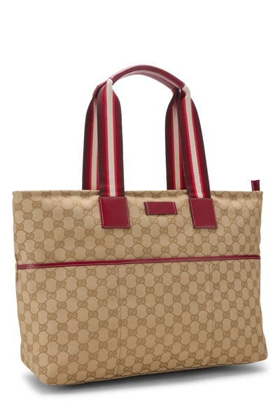 Red Original GG Canvas Web Zip Tote Large, , large