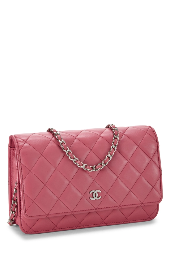 Pink Lambskin Classic Quilted Wallet on Chain (WOC), , large image number 1