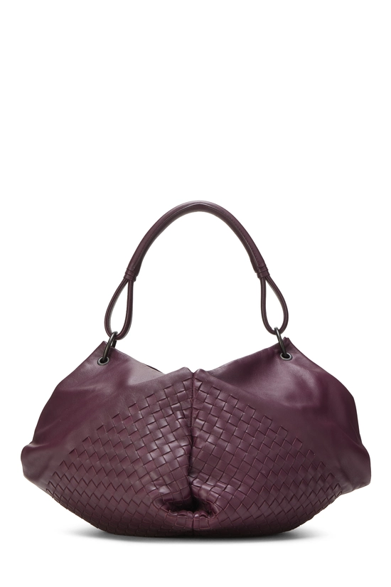 Burgundy Intrecciato Leather Aquilone Fortune Cookie Hobo, , large image number 3