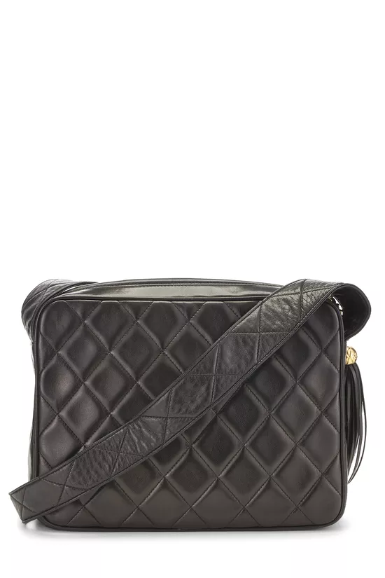Black Quilted Lambskin Envelope Flap Shoulder Bag, , large image number 3