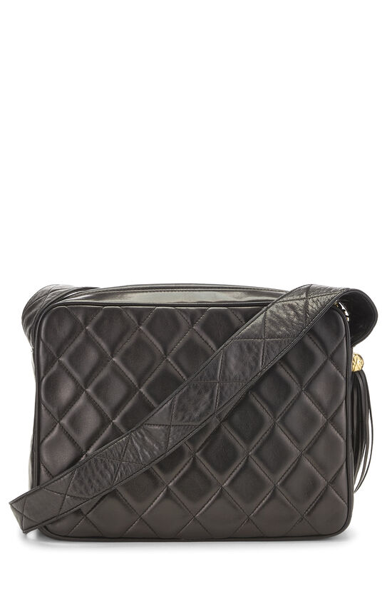 Black Quilted Lambskin Envelope Flap Shoulder Bag, , large image number 3