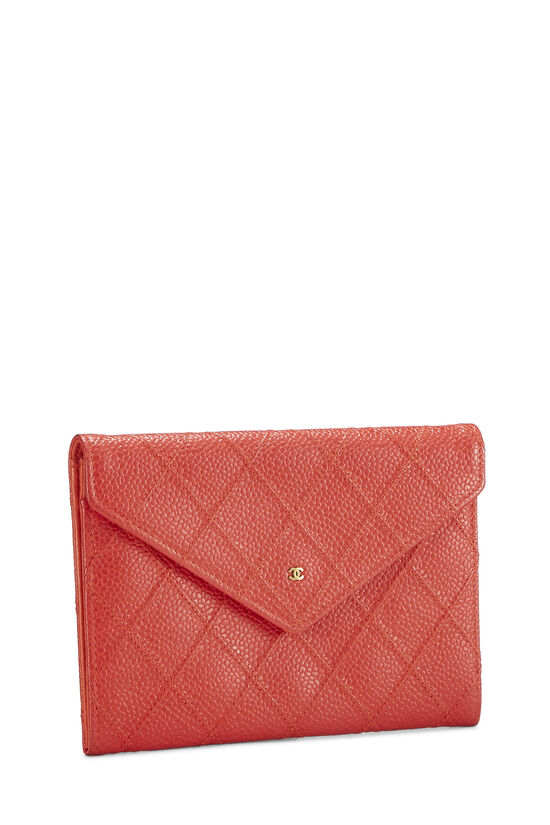 Red Quilted Caviar Envelope Flap Wallet, , large image number 3