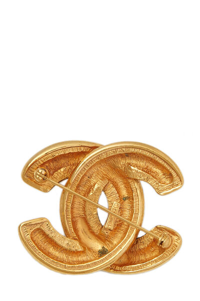 Gold Quilted 'CC' Pin Medium, , large