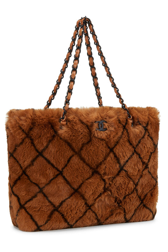 Brown Fur Chain Tote, , large image number 1