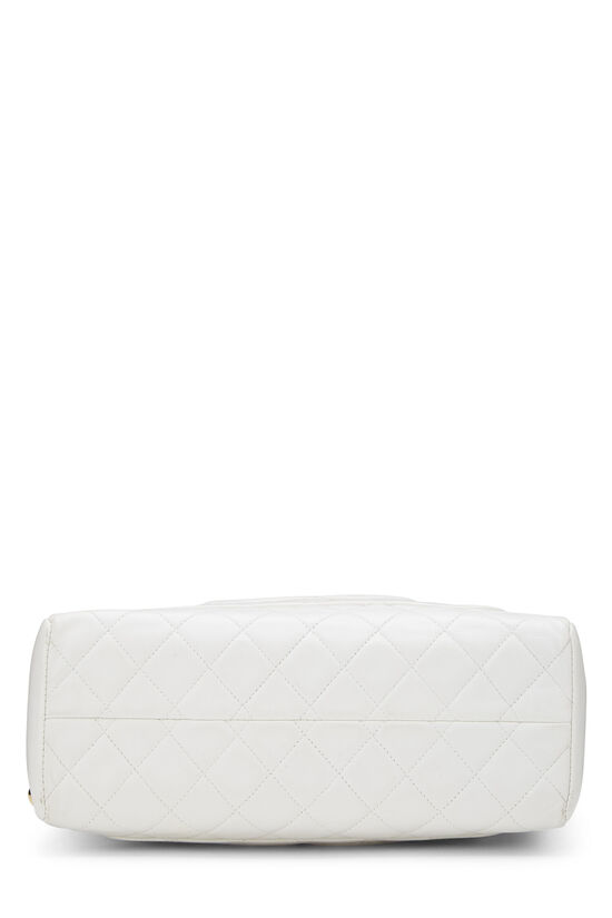 White Quilted Lambskin Top Handle Tote Mini, , large image number 4