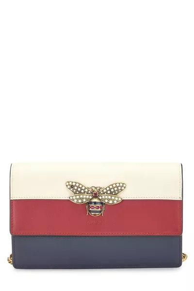 Multicolor Leather Web Queen Margaret Wallet on Chain (WOC) Mini