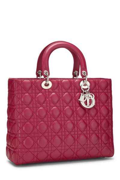 Pink Cannage Quilted Lambskin Lady Dior Large, , large