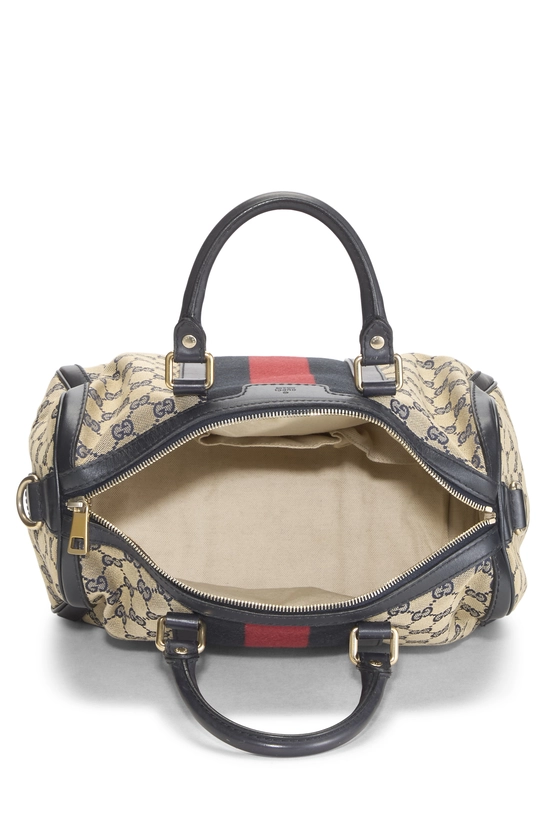 Navy GG Canvas Vintage Web Boston Bag Medium, , large image number 5
