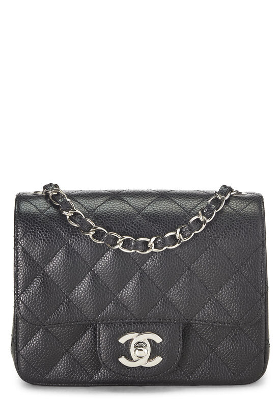 Black Quilted Caviar Classic Square Flap Mini, , large image number 0