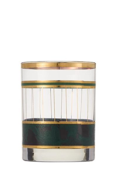 Green 22K Gilded Devon Malachite Motif Glassware Set of 4, , large