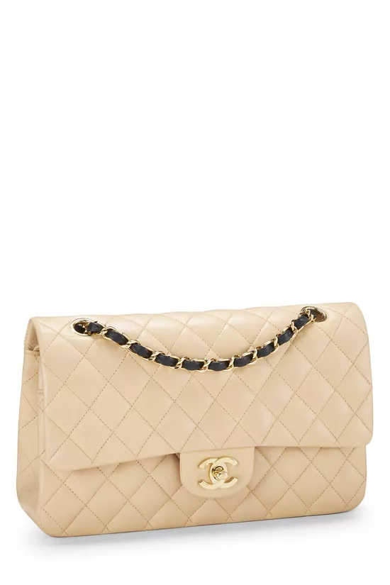 Beige Quilted Lambskin Classic Double Flap Medium, , large image number 1