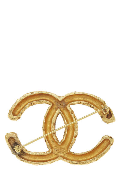 Gold Florentine 'CC' Pin, , large