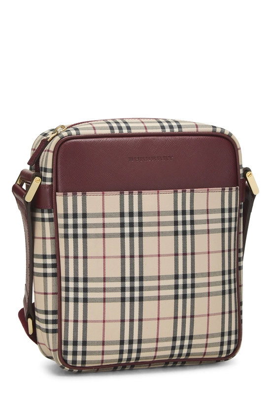 Burgundy Jacquard Canvas House Check Vertical Camera Bag Medium, , large image number 1