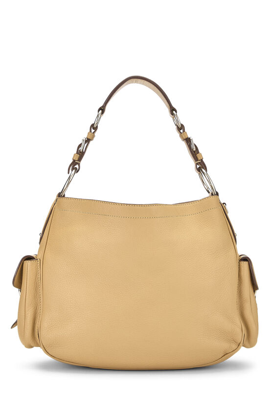 Beige Vitello Daino Side Pocket Hobo, , large image number 3