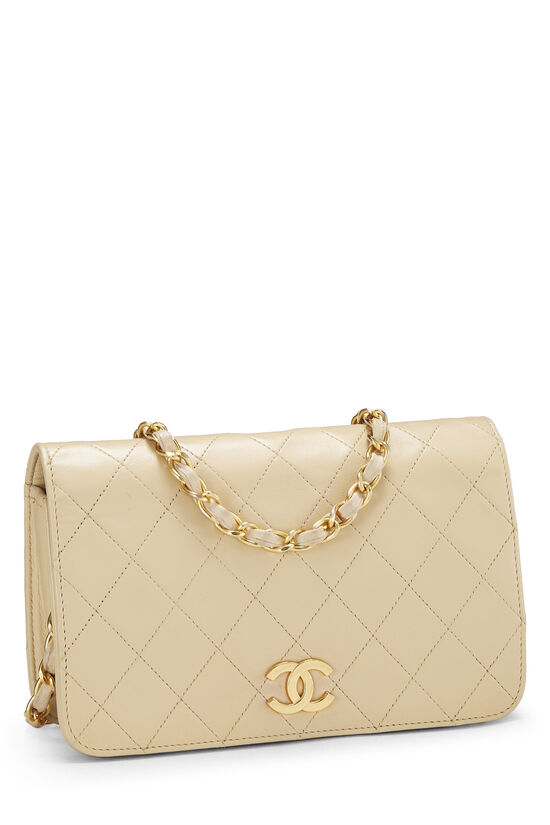 Beige Quilted Lambskin Full Flap Mini, , large image number 2