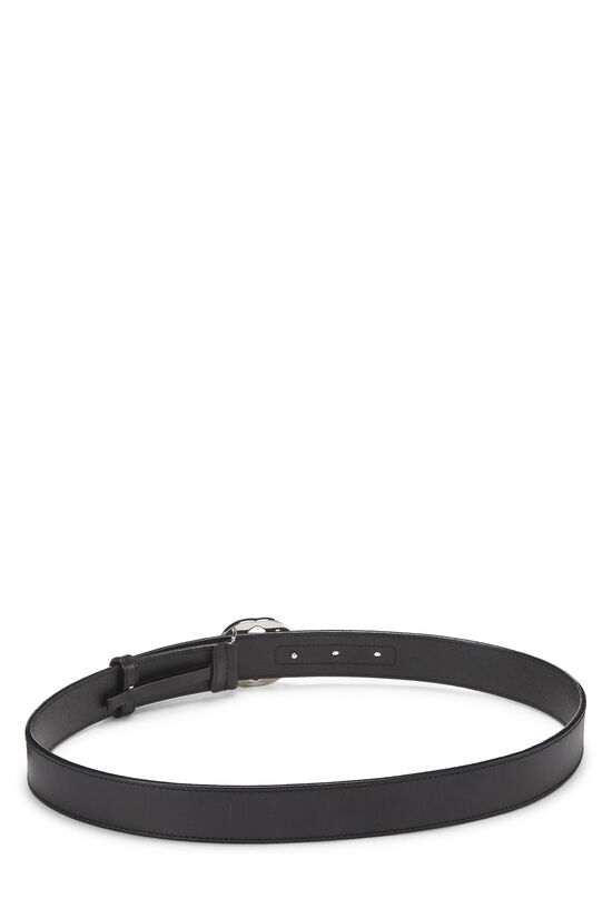 Black Leather Interlocking GG Belt, , large image number 2