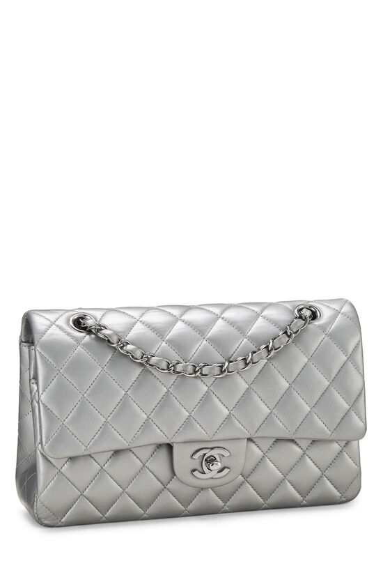 Metallic Silver Quilted Lambskin Classic Double Flap Medium, , large image number 2