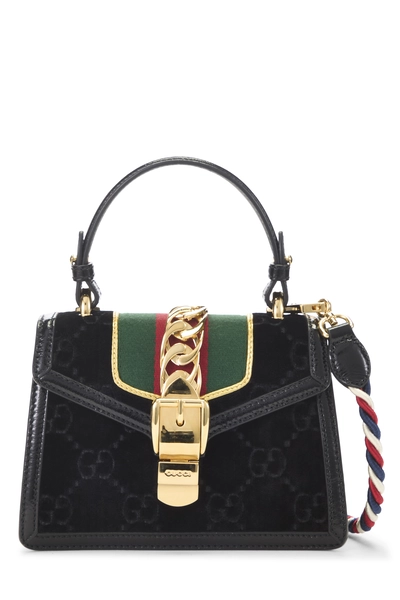 Gucci Black GG Velvet Sylvie Shoulder Bag Mini