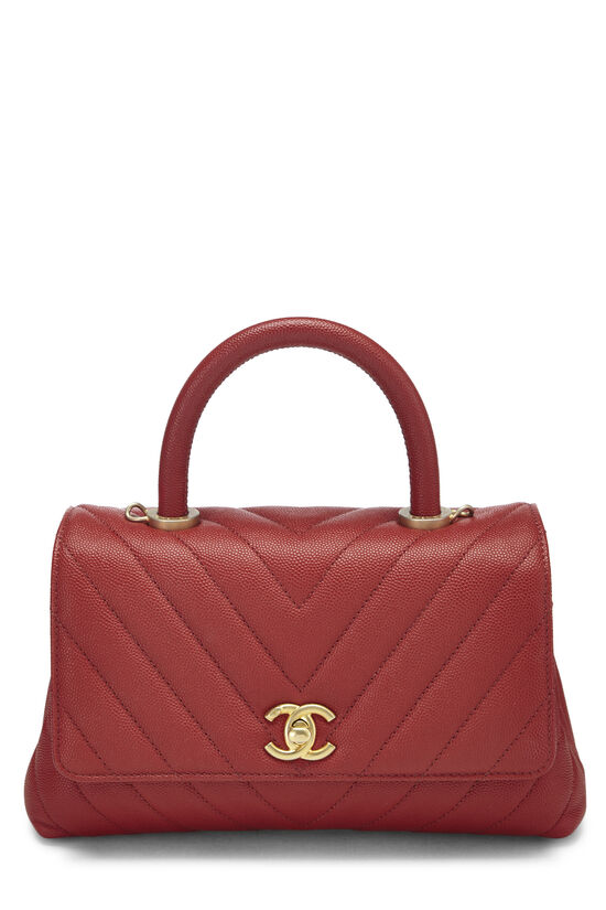 Chanel bag Red Caviar Coco Handle Small Flap Bag. - Bukowskis