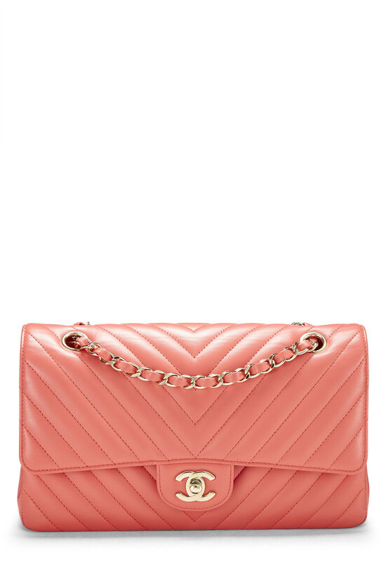 Chanel Pink Chevron Lambskin Classic Double Flap Medium Q6BJEO1IP0000