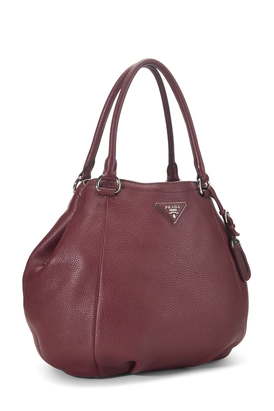 Burgundy Vitello Daino Sacca 2 Manici, , large image number 1