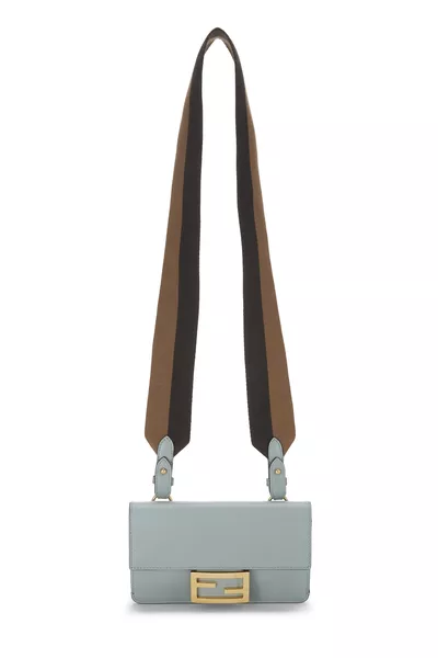 Green Leather Flat Baguette Bag Mini, , large