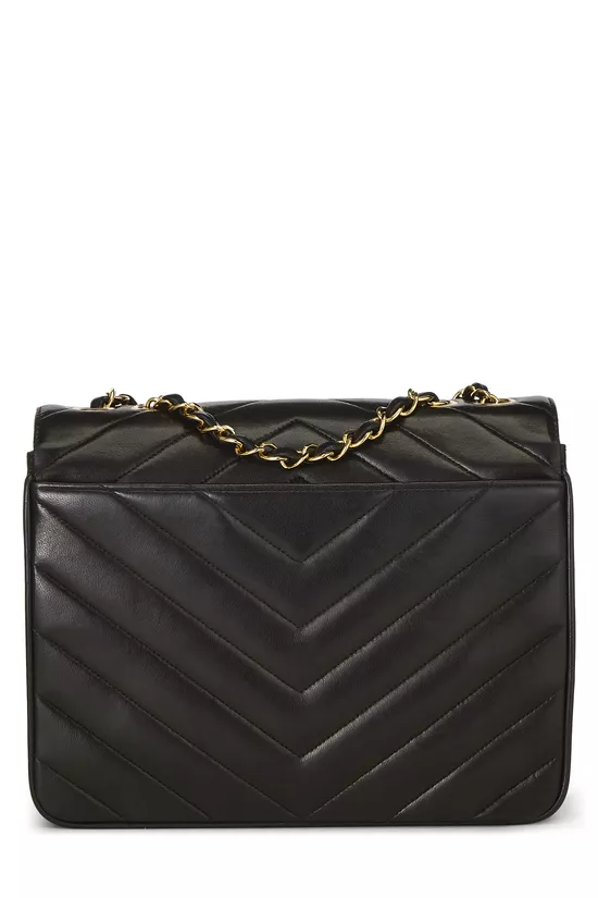 Black Chevron Lambskin Envelope Flap Small , , large image number 3