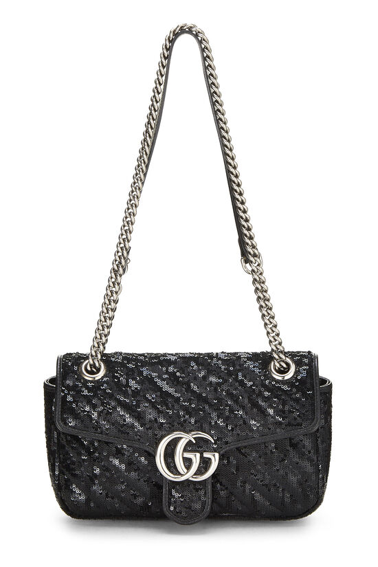 Black Sequin GG Marmont Shoulder Bag Small, , large image number 0