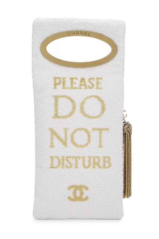 Paris-Cosmopolite White & Gold Sequin Do Not Disturb Clutch, , large image number 0