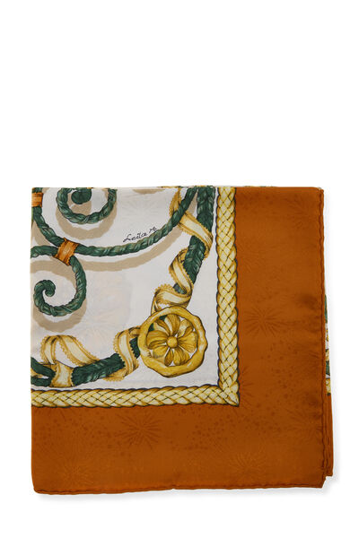 Orange & Multicolor 'Jouvance' Silk Scarf 90, , large