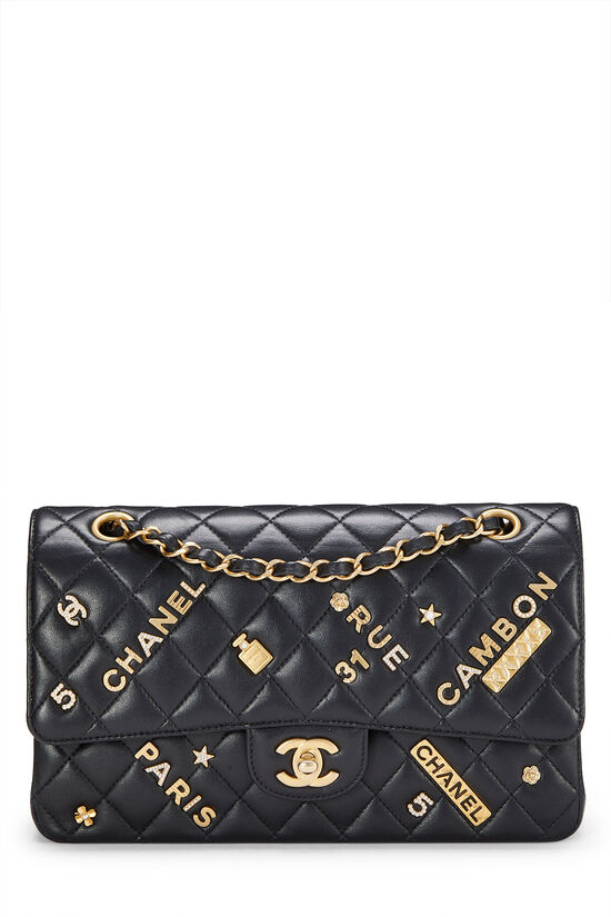 Black Quilted Lambskin Lucky Charm Classic Double Flap Medium, , large image number 1