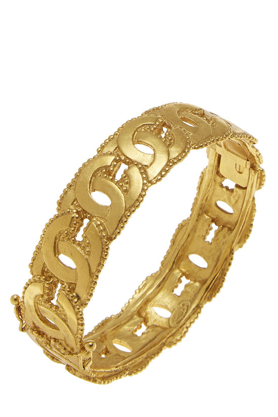 Gold Interlocking 'CC' Layered Bangle, , large image number 1
